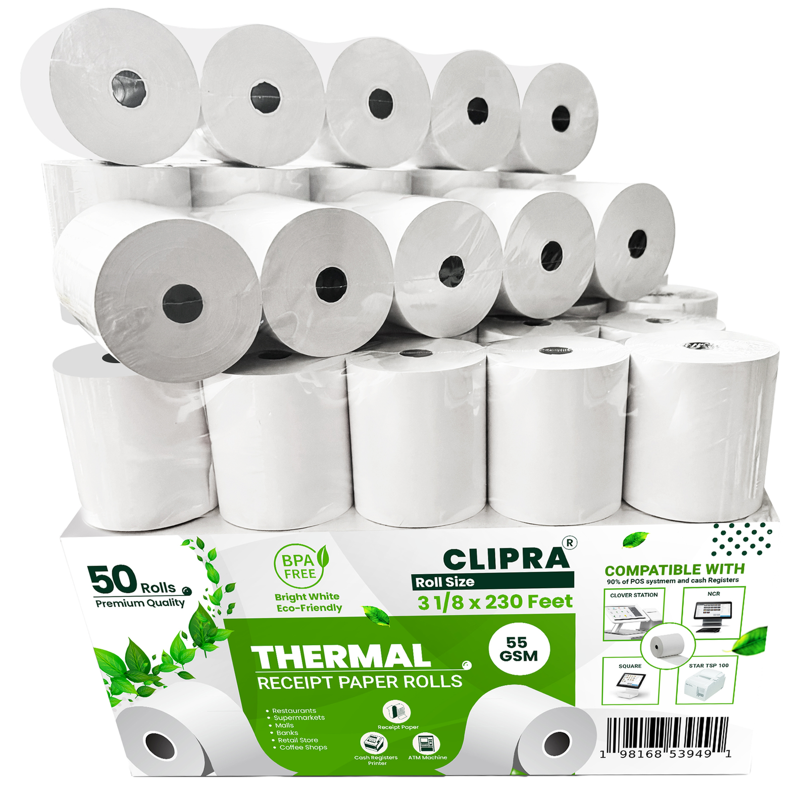 50 Pack Thermal Receipt paper Rolls Clipra 50 Pack Thermal Receipt paper Rolls Clipra