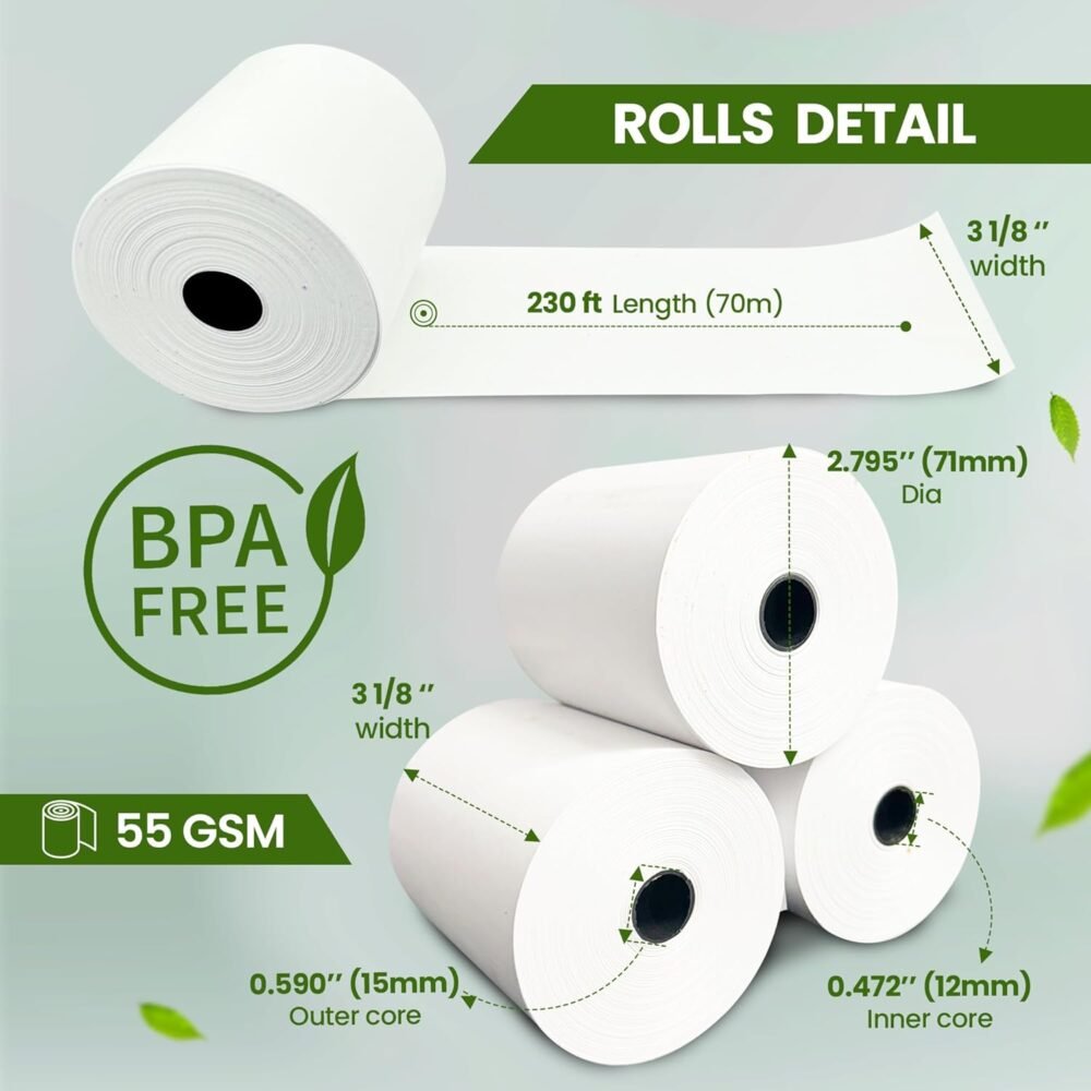 Thermal Paper Receipt Rolls (10 PACK) size